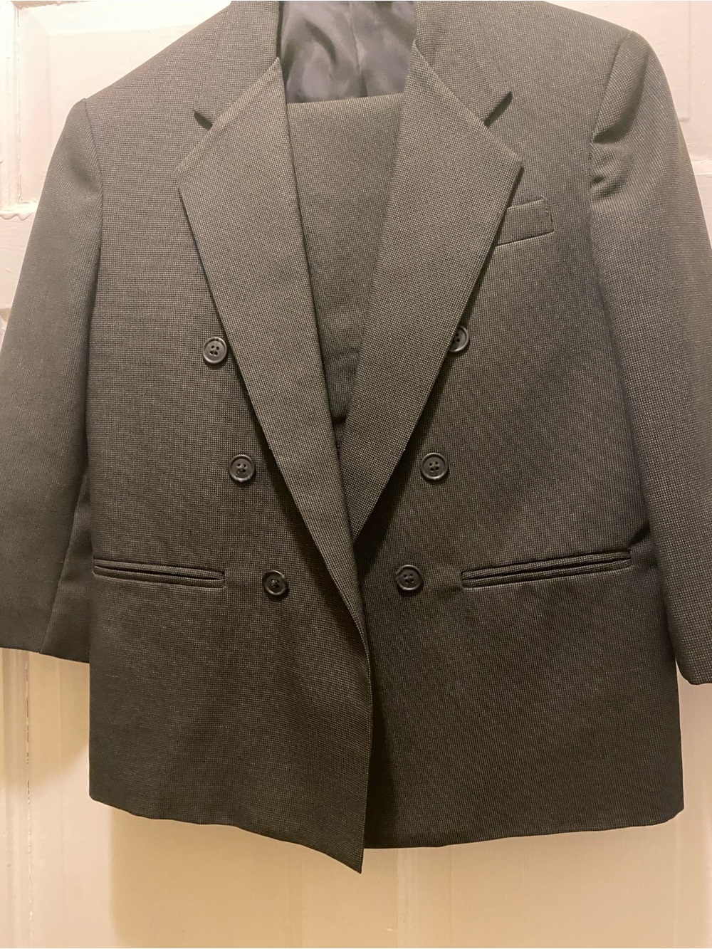 Kids Double-Breasted 2 Piece Suit- Black